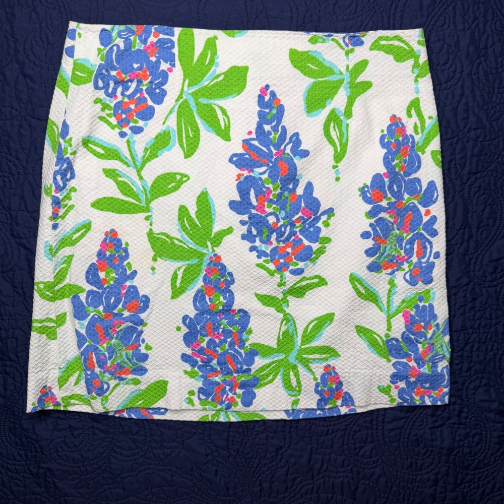 Lilly Pulitzer Bluebonnet‎ Floral Textured Mini Skirt Size 8 Boho Fairy